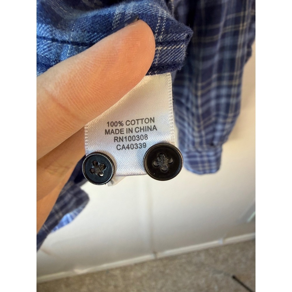 Peter Millar Mens Large Blue Plaid Button Down Shirt 100% Cotton Long Sleeve L - Picture 7 of 9